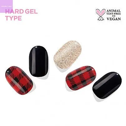 [EDGEU] Red Blanket Check Nail Strips Hanul Hanbok